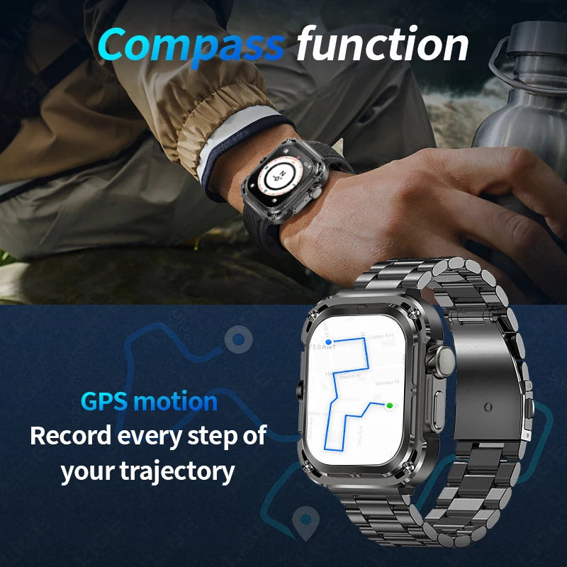 LIGE Neue GPS Smartwatch Männer 2,1'' HD Bildschirm NFC Kompass 460mAh Militär Outdoor Sport Smart Uhr IP68 wasserdichte BT Anruf Uhr