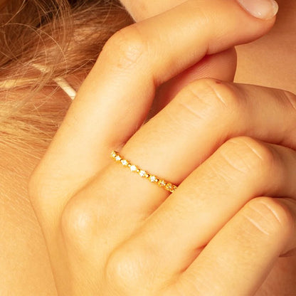 Damen-Ring Punkte weißer Stein Delikatesse Sommer aus Sterlingsilber