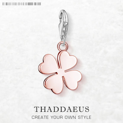 Damen-Charm-Anhänger Kleeblatt Roségold Glück Europa aus Sterlingsilber