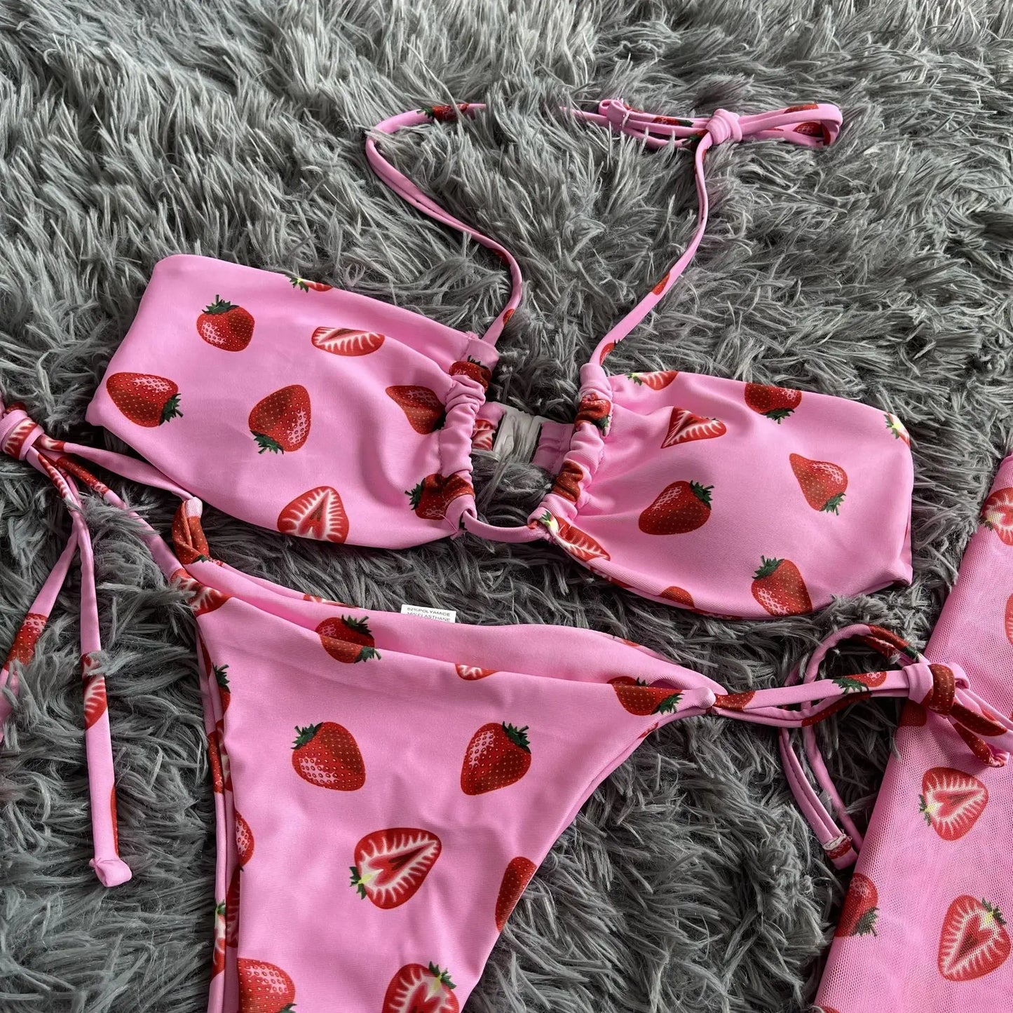 Zweiteiliges Damen-Bikini-Set mit Strasssteinen und Push-up-Effekt – ideal für Strand und Pool
