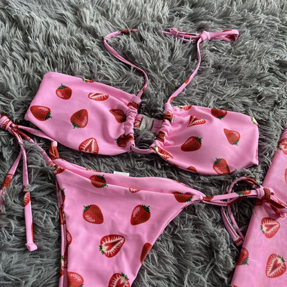 Zweiteiliges Damen-Bikini-Set mit Strasssteinen und Push-up-Effekt – ideal für Strand und Pool