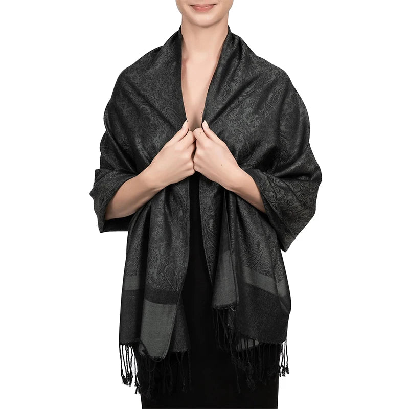 Damen Jacquard Schal ethnisch Kaschmir dick weich Halstuch Bandana Outdoor