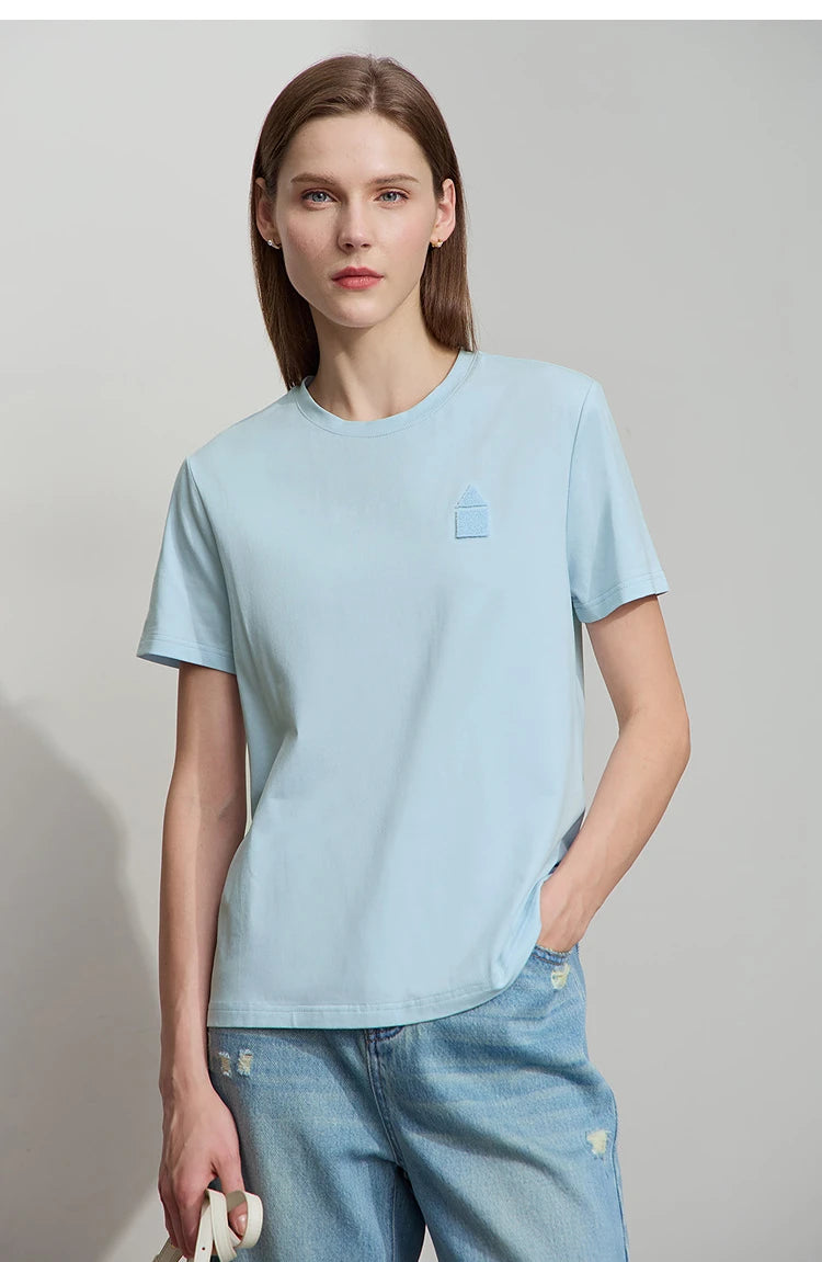 Damen T-Shirt aus Eisprozellan mit Rundhalsausschnitt und antibakteriellen Eigenschaften