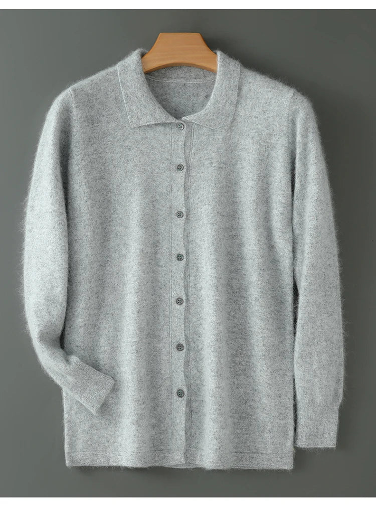 Maillard Polo-Kragen-Pullover für Herren, Herbst/Winter 2024, lässige Business-Männer, 100 % reiner Nerz-Kaschmir-Strickjacke, große Strickjacke