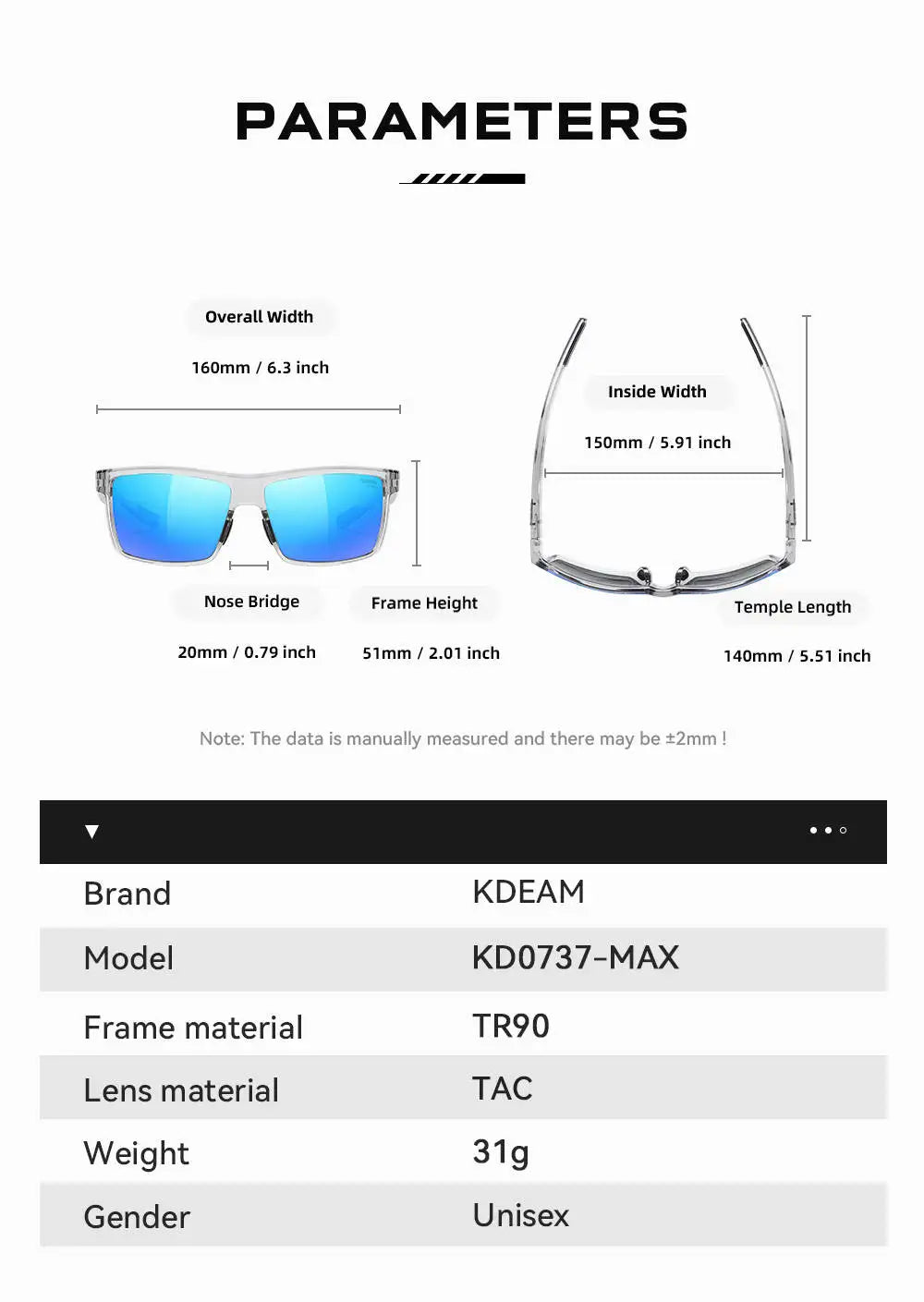 Sonnenbrille übergroß TR90 polarisiert 160mm Etui Herren XL