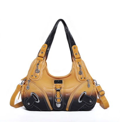 Damen-Schultertasche Mit Tie-Dye Muster Und Top-Handle Tragegriff Für Uni Und Alltag