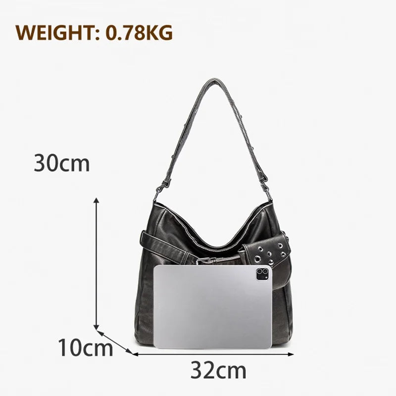 Damen-Schultertasche Vielseitig Geeignet für Alltag in stilvoller Form aus weichem Leder