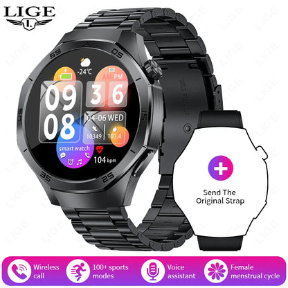 LIGE Smartwatch Outdoor Sport Männer 360*360 HD Display Gesundheit Überwachung Wasserdichte Herzfrequenz BT Anruf Smart Uhr Für Android IOS