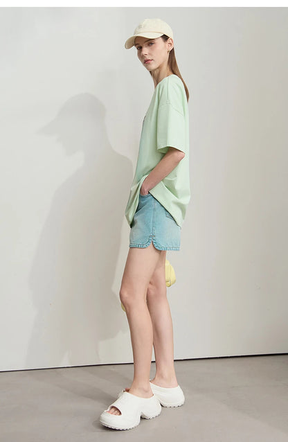 Damen Sommer T-Shirt mit lockerer Passform und buntem Farbverlauf