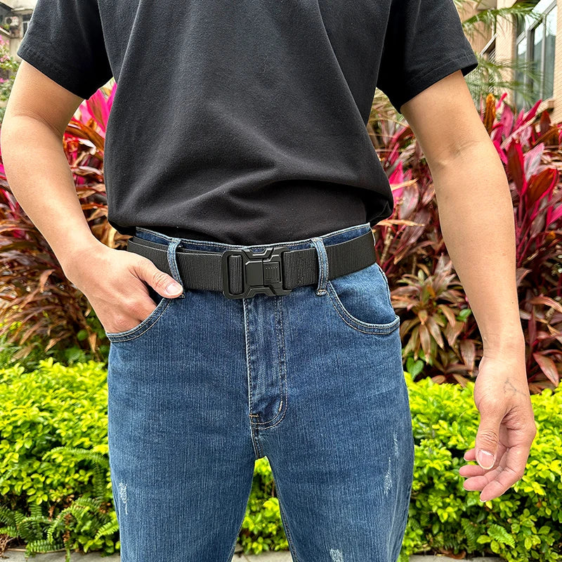 Herren-Gürtel aus elastischem Nylon mit verstellbarer Metallschnalle blau Alltag und Freizeit