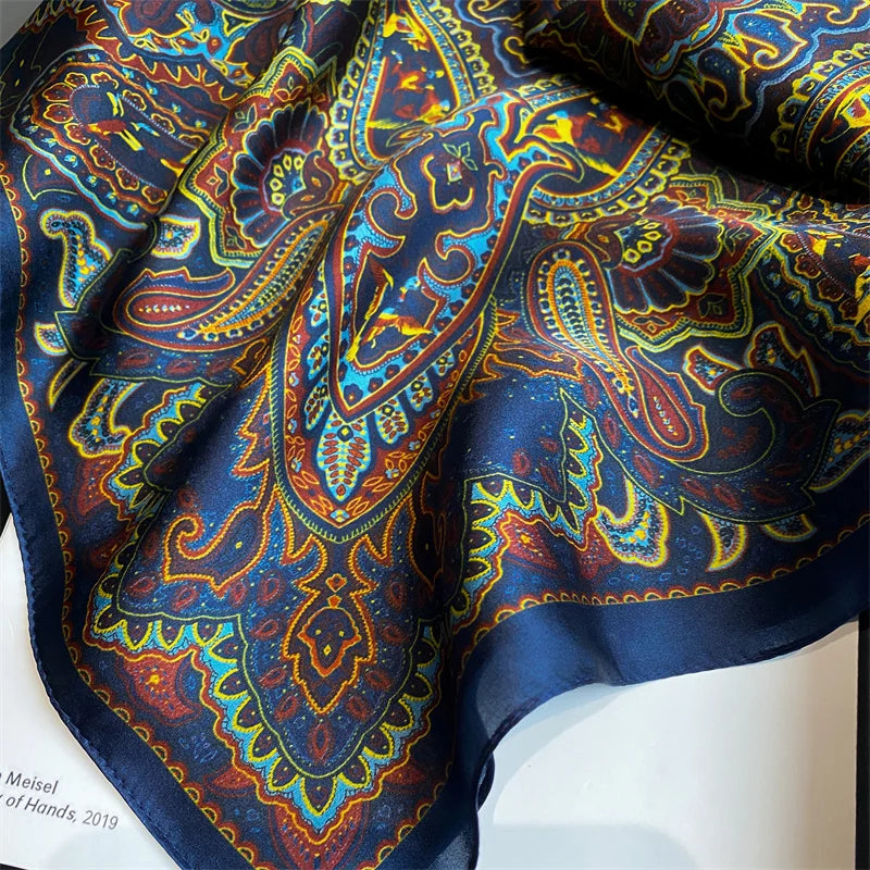 Damen Seidenschal Blumenprint quadratisch Halstuch Hijab Bandana Frühling