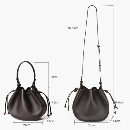 Natur Kalbsleder Damen-Handtasche | Kordelzug Dumpling-Form