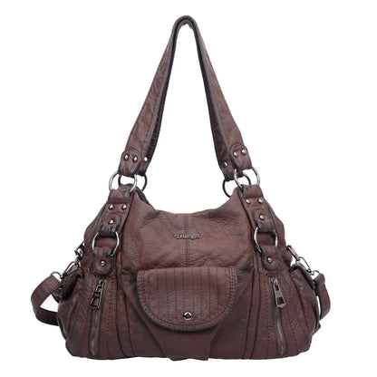 Damen-Hobo-Tasche aus Vintage-Leder mit verstellbarem Tragegurt und Mehrfachtaschen