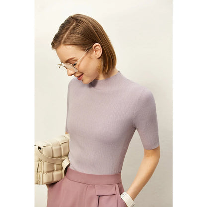 Damen-Halbrollkragen-Pullover Slim Halbarm Viskose Herbst-Winter
