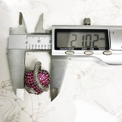 Damen-Charm-Anhänger Schlüssel Schlange Herz II aus Sterlingsilber