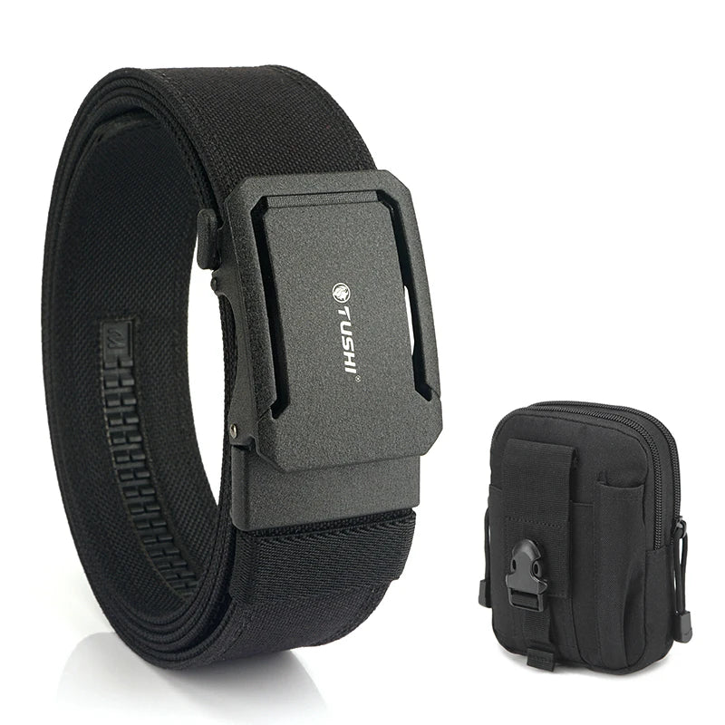 Herren-Taktischer Gürtel aus Nylon mit Automatischer Schnalle, 4,3 cm Breit, 120 cm Länge