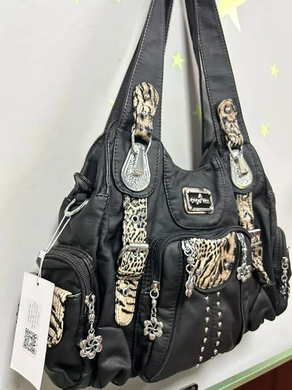 Damen-Schultertasche aus PU-Leder großes Fassungsvermögen ideal für Alltag und Reisen