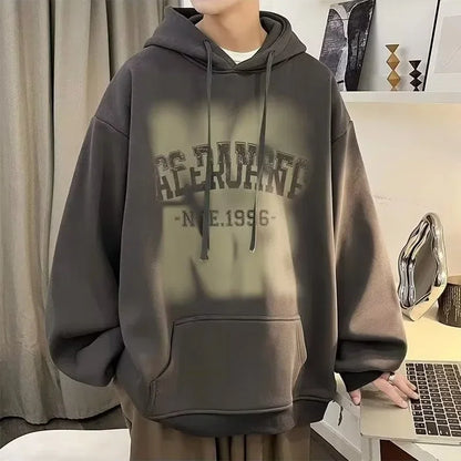 Herren Hoodies mit Goth Brief Drucken und Kapuze im Vintage-Stil