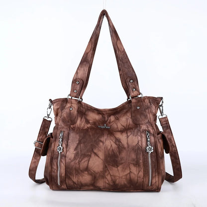 Damen-Handtasche Aus Denim Im Vintage-Look Große Schultertasche Mit Top-Griff Und Tragegurt