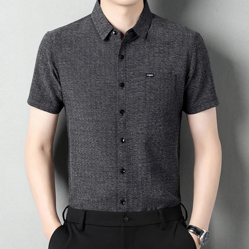 Sommerliches Herren-Kurzarmshirt in Unifarbe – modisches, lässiges Cardigan-Hemd für Jugendliche