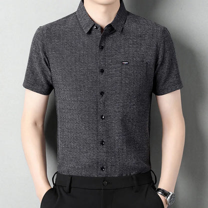 Sommerliches Herren-Kurzarmshirt in Unifarbe – modisches, lässiges Cardigan-Hemd für Jugendliche