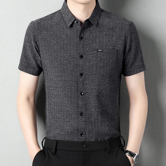 Sommerliches Herren-Kurzarmshirt in Unifarbe – modisches, lässiges Cardigan-Hemd für Jugendliche