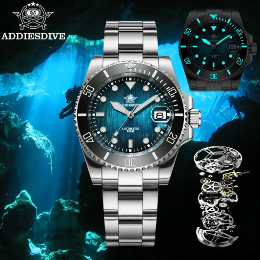 Herren Automatikuhr mechanisch Saphirglas 8215 200m wasserdicht Leuchtzeiger Edelstahl