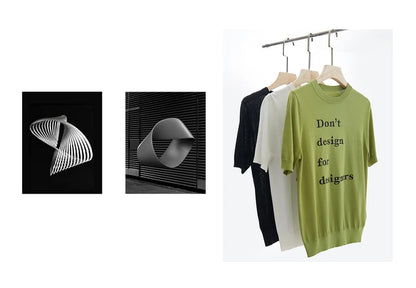 Damen Top im Minimalismus-Stil mit O-Ausschnitt und kontrastierenden Farben