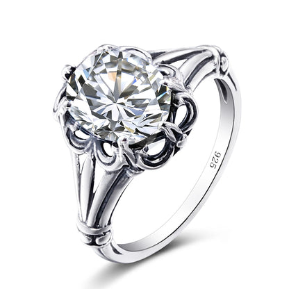 Damen-Eheringe Vintage Stil Aus 925er Sterlingsilber Mit Granatkristall Und Zirkonia