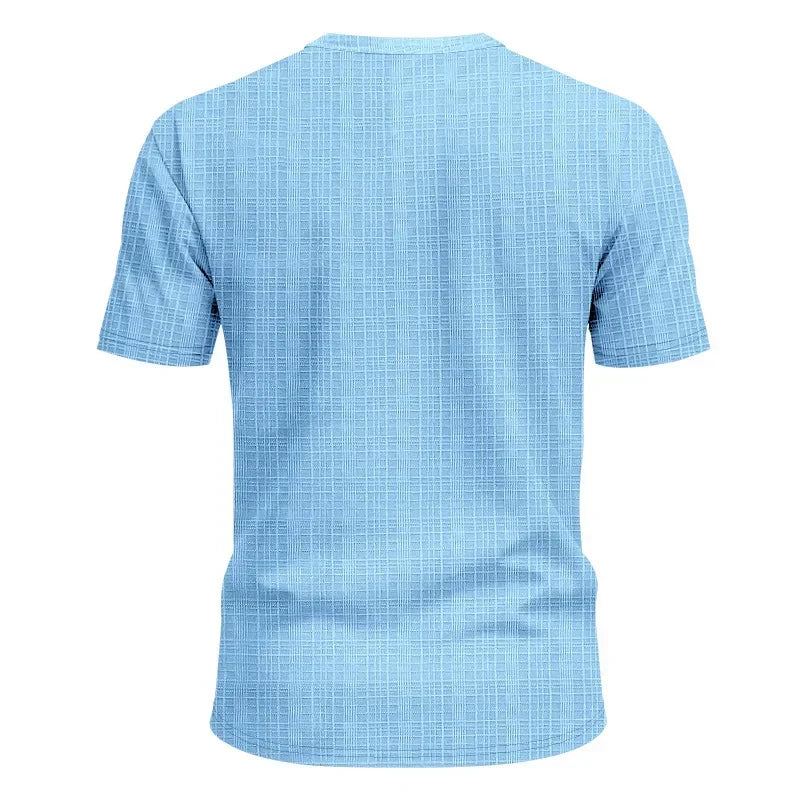 Herren-Casual-Poloshirt mit V-Ausschnitt, Brusttasche und Knopfleiste – vielseitiges, einfarbiges Business-T-Shirt