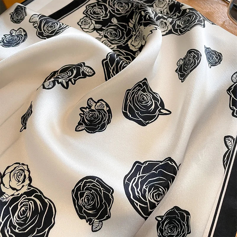 Damen Seidenschal quadratisch 53cm Sommer Strand Halstuch Bandana Hijab B