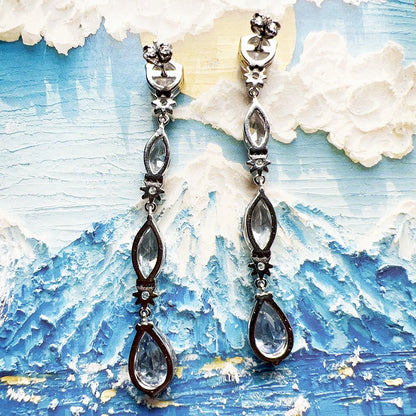 Damen-Ohrtropfen weiße Zirkonia Tropfen Sommer aus Sterlingsilber