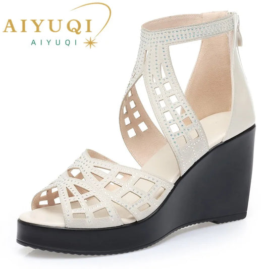 Damen Keil Sandalen Römisch Strass High Heel