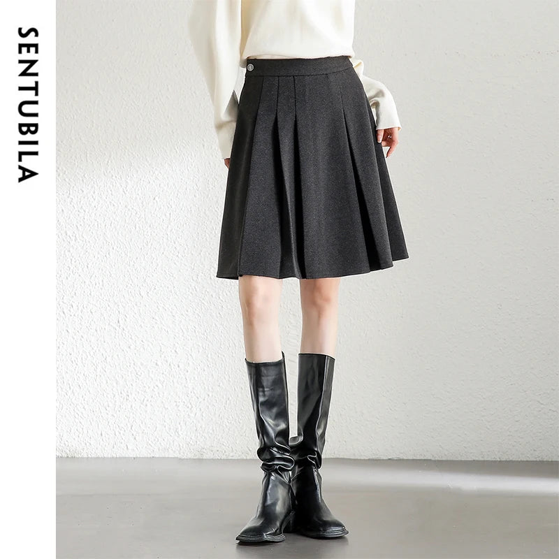 Damen Winter-Plissee-Miniröcke in A-Linie mit eleganter hoher Taille