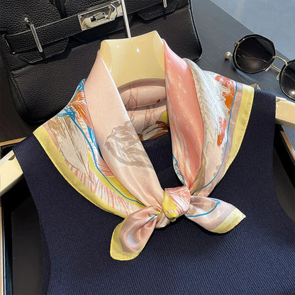 Damen Seidenschal 53cm Pferdprint Haarband Halstuch Büro Hijab Geschenk D