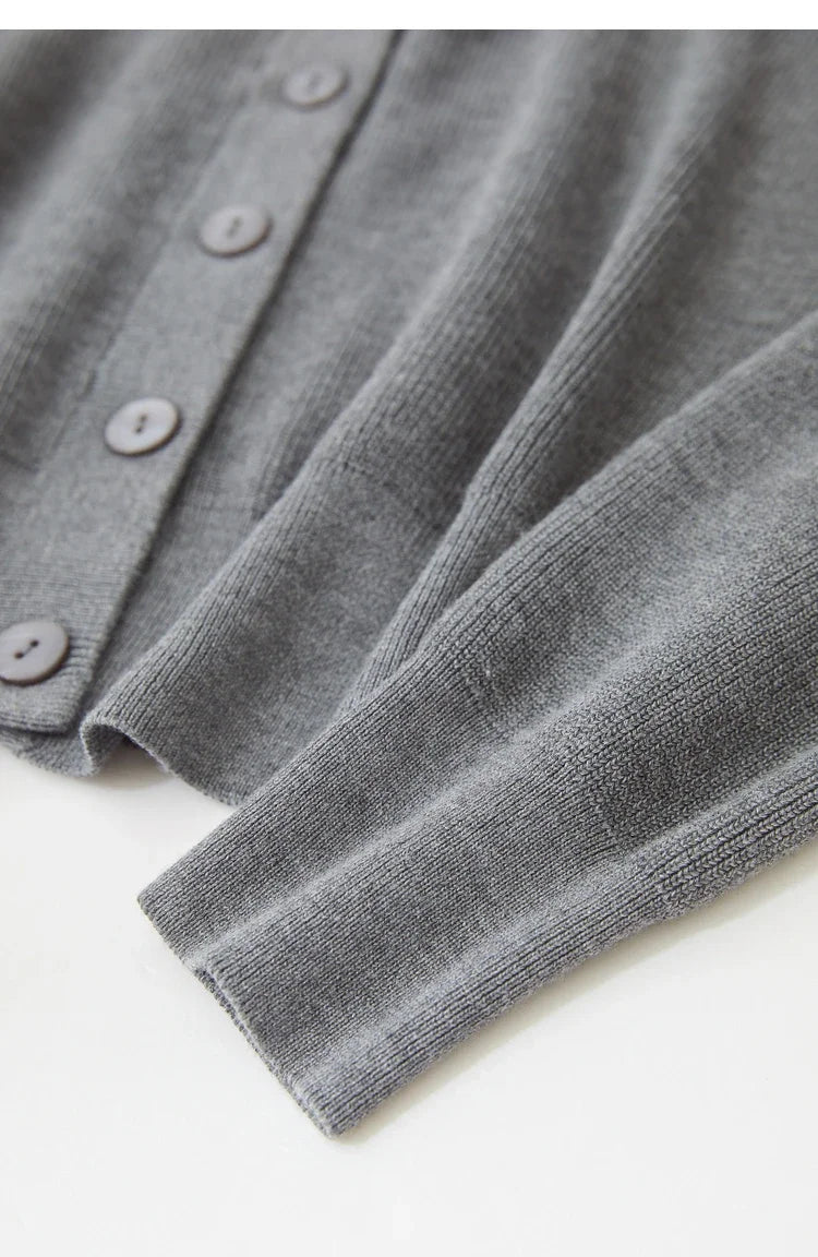 Damen-Strickjacke Wolle V-Ausschnitt Patchwork Stickerei kurz Französisch Herbst