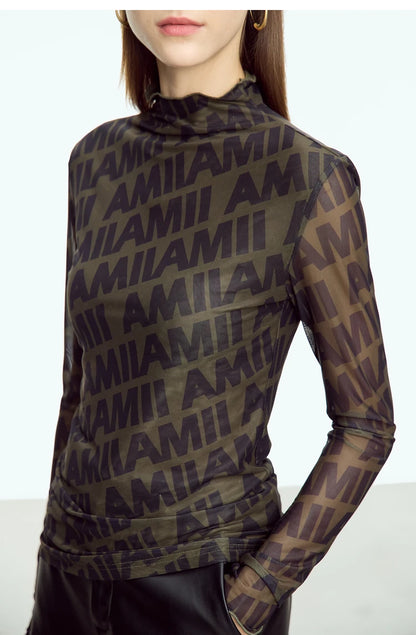 Damen T-Shirts mit AMII Logo im Casual-Stil für Frühling und Herbst