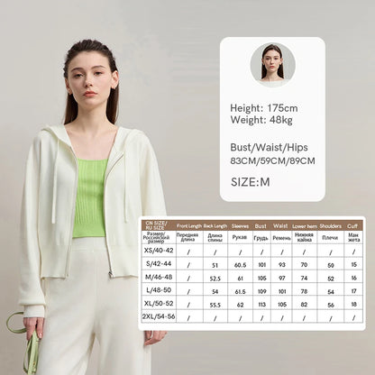 Damen-Strickjacke Kapuze Reißverschluss locker 2-teilig Set Herbst