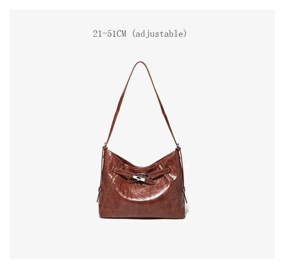 Damen-Schultertasche mit großem Fassungsvermögen aus PU-Leder, Alltagstasche für Arbeit und Freizeit