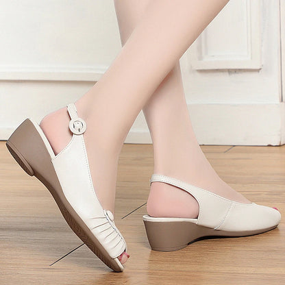 AIYUQI 2025, neue frauen sandalen Keil ferse fisch mund weibliche schuhe Große größe one-strap sandalen frauen