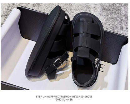 AIYUQI Women's Sandals Closed toe 2025 Summer New Women Roman Sandals Leisure Thick Soled Fashion Woven Women's Shoes Sandals