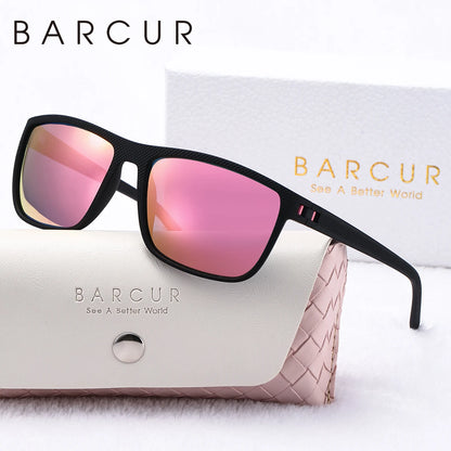 Damen-Sonnenbrille quadratisch weiß rosa PC Sport UV400 polarisiert