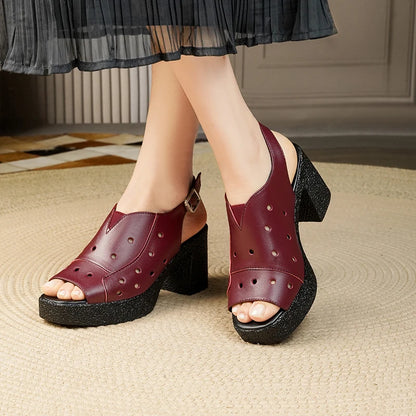 AIYUQI Damen-High-Heels-Sandalen aus echtem Leder, 2025, neue Plattform, weibliche Sommersandalen, Fischmaul-Sandalen für Damen
