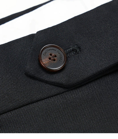 Doppelreihiger Herrenanzug im Korea-Stil – Slim Fit mit Streifenmuster in Blau, Grau, Schwarz oder Braun, ideal für Hochzeiten und formelle Anlässe.