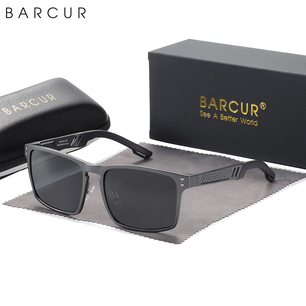Sonnenbrille Al-Mg quadratisch Vintage polarisiert UV400 Business Herren