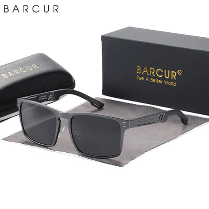 Sonnenbrille Al-Mg quadratisch Vintage polarisiert UV400 Business Herren