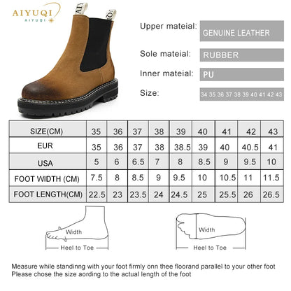 Women Winter Boots Sued Genuine Leather  New Fashion British Style Women Chelsea Boots Large Size 41　42　43 Female Ankle Boots