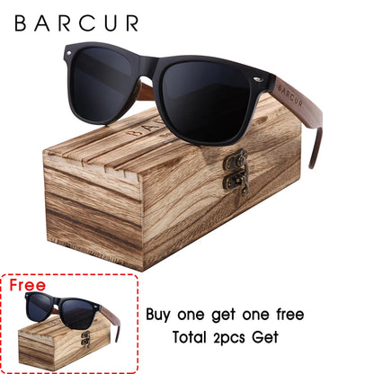 Sonnenbrille Walnuss schwarz polarisiert UV400 Holz Original-Etui Herren