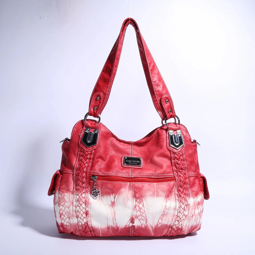 Damen-Schultertasche Silber PU-Leder mit Mehrfachfächern für Alltag und Freizeit