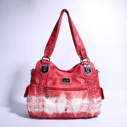 Damen-Schultertasche Silber PU-Leder mit Mehrfachfächern für Alltag und Freizeit